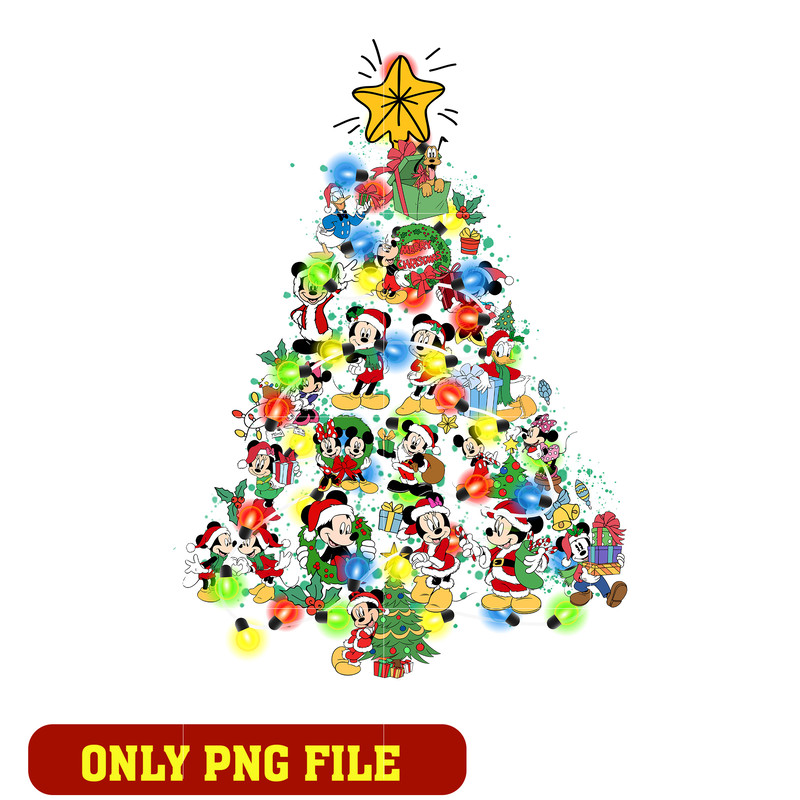 Mickey And Friend Merry tree Christmas logo png