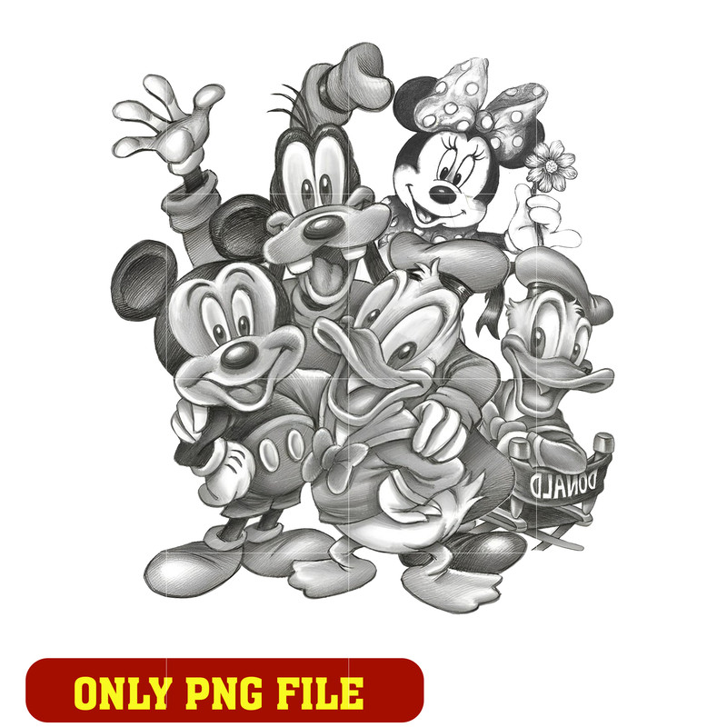 Mickey and friends black png