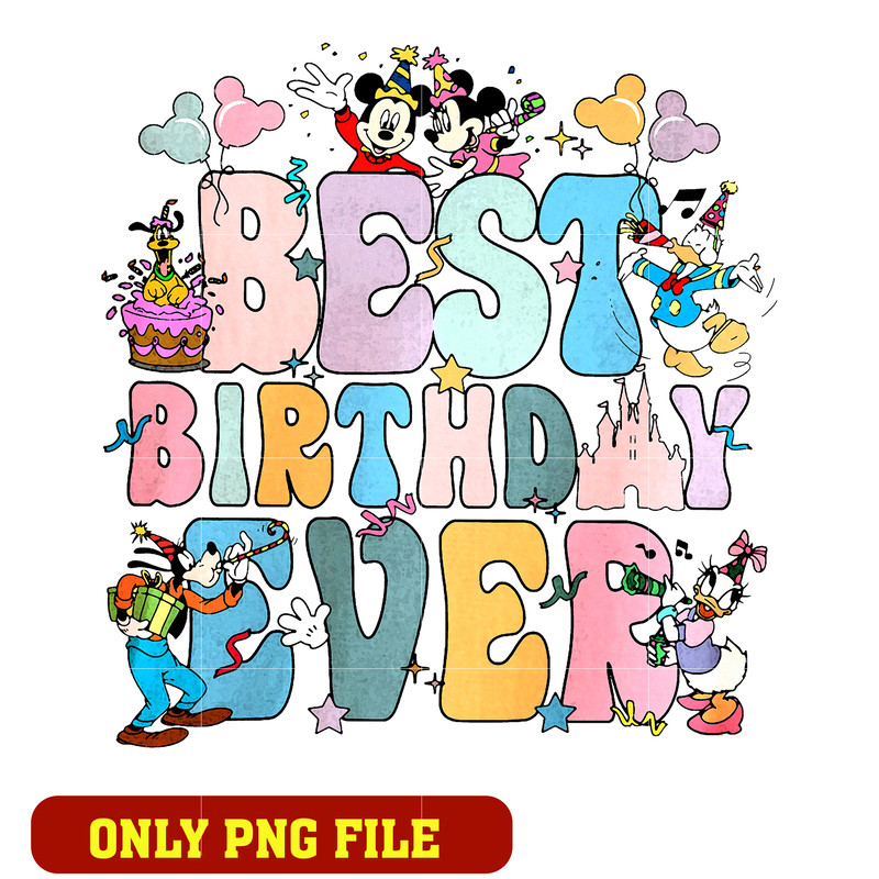 Mickey Couple Friends Best Birthday Ever png