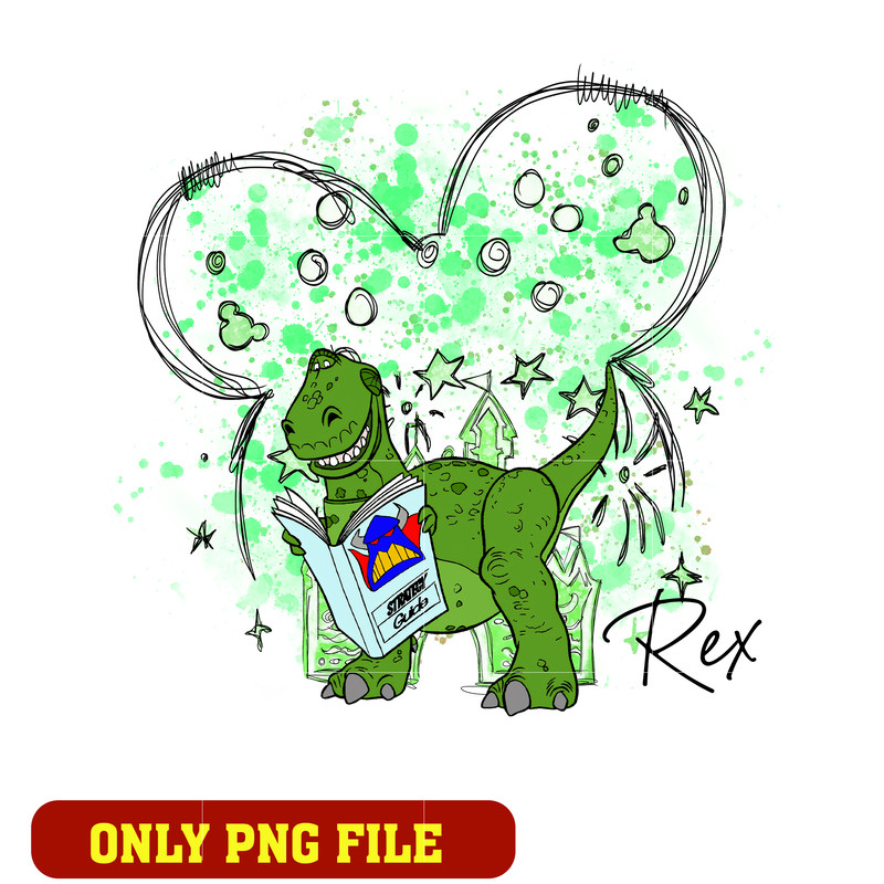 Mickey Head and Green Saurus Rex png