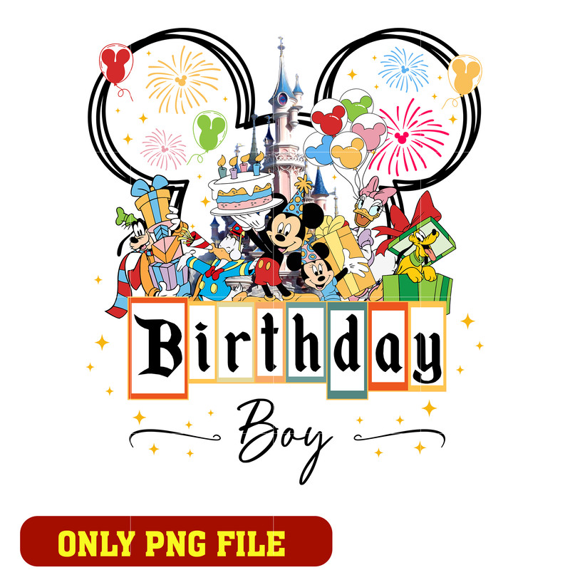 Mickey head castle birthday boy png