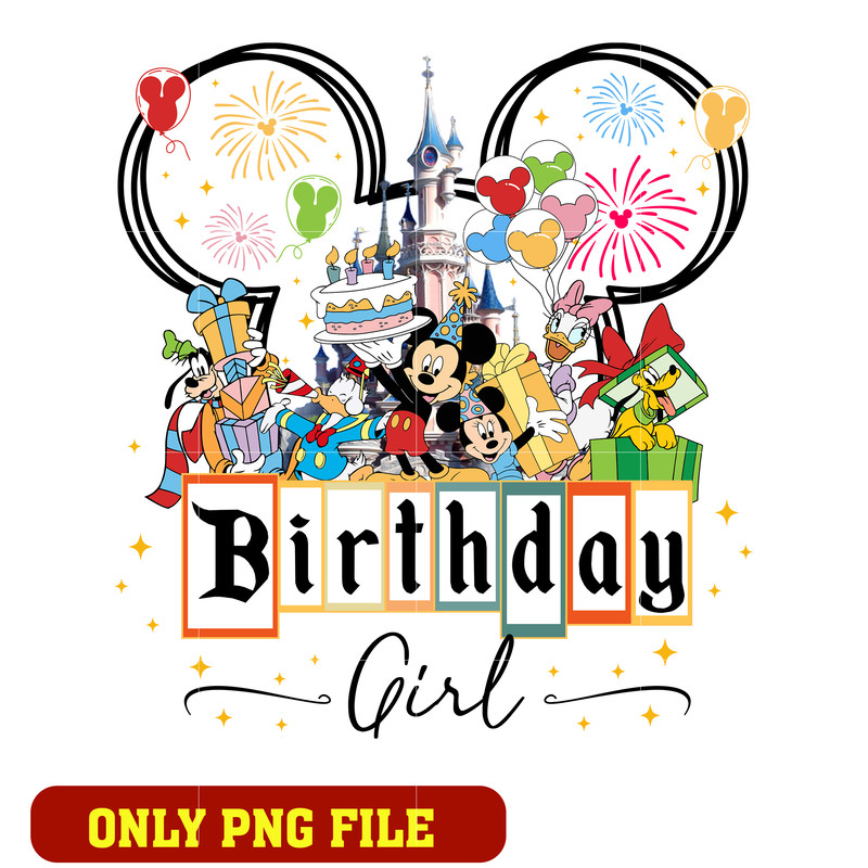 Mickey head castle birthday girl png