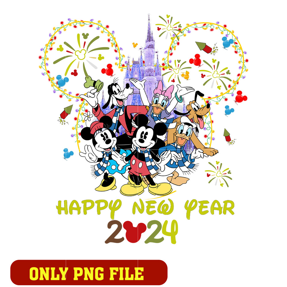 Mickey head happy new year 2024 png
