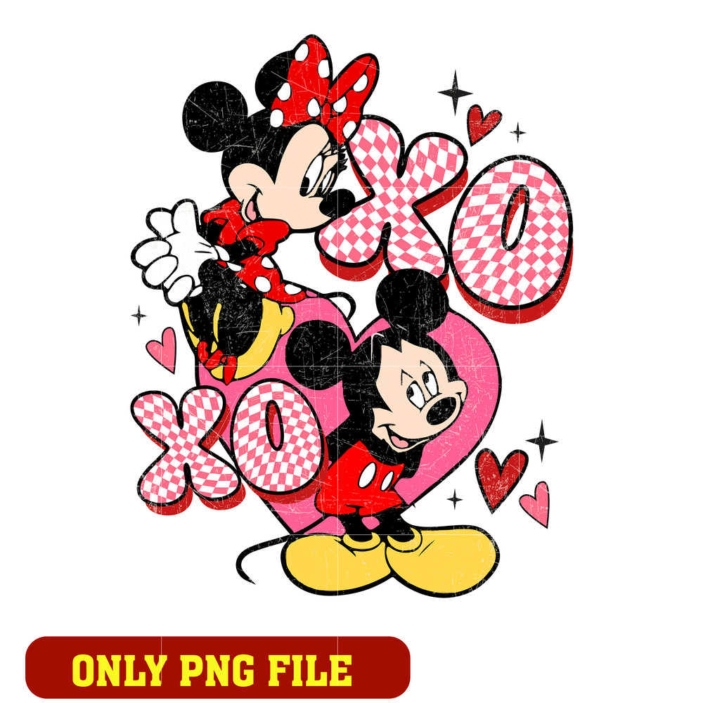 Mickey Minnie Mouse Couple Xoxo Heart png