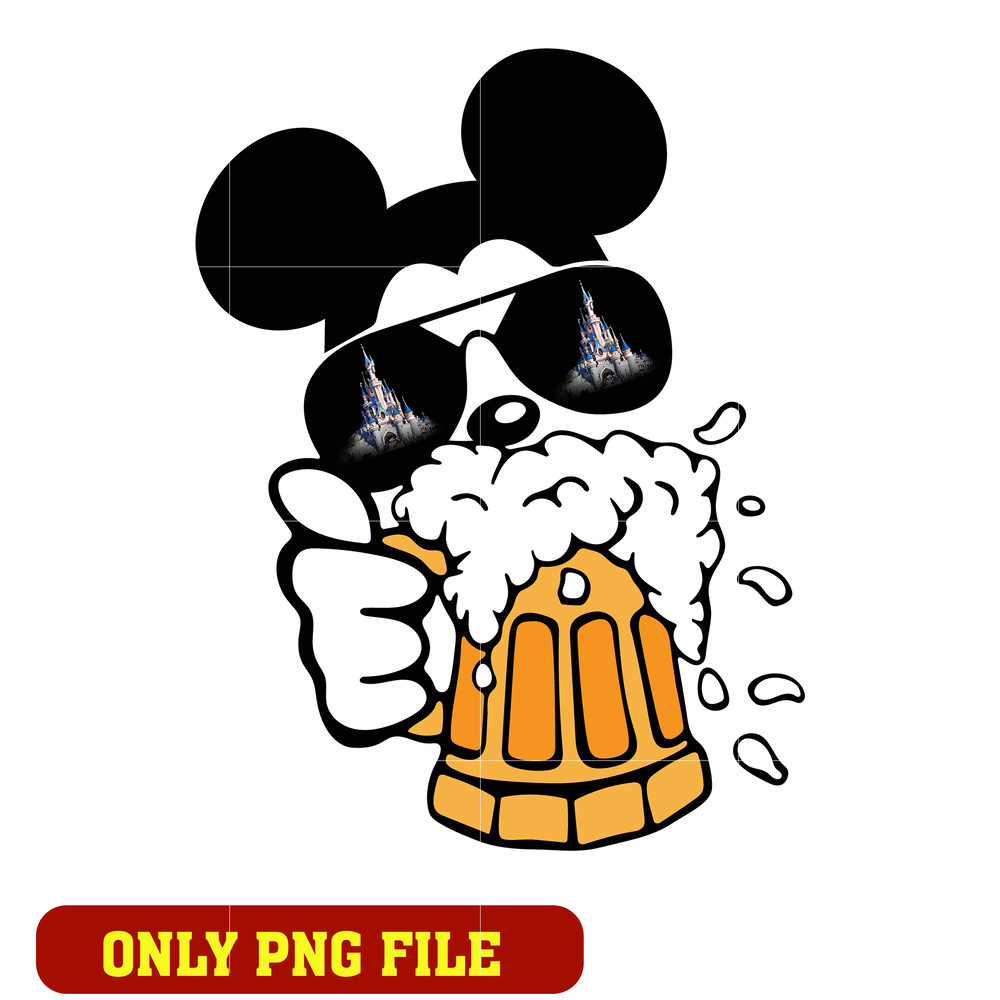 Mickey mouse drinking beer png