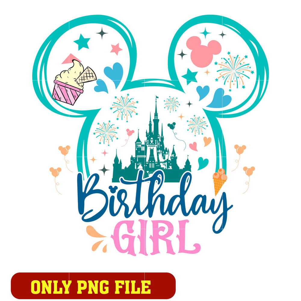 Mickey mouse head birthday girl png