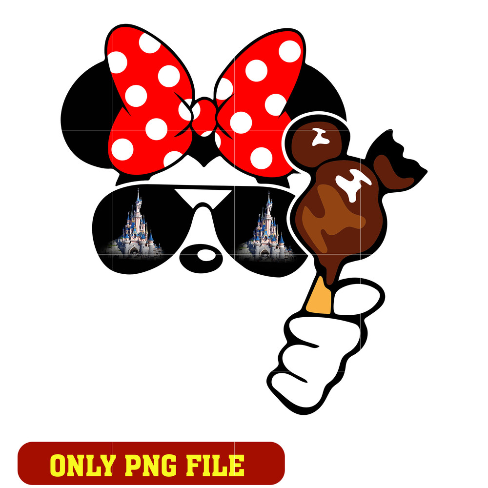 Minnie mouse eating chocolate png