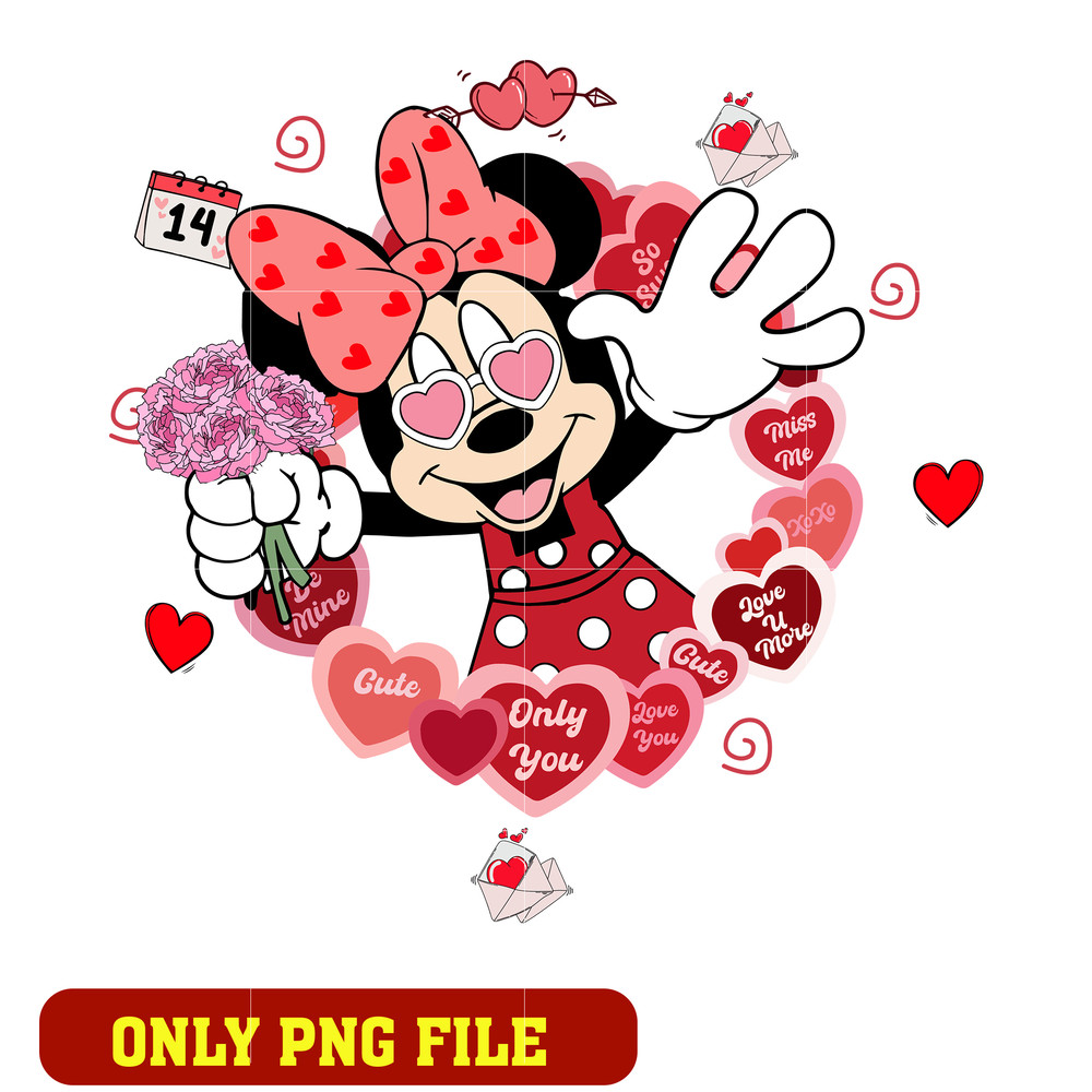 Minnie Mouse Valentines Love Sayings png