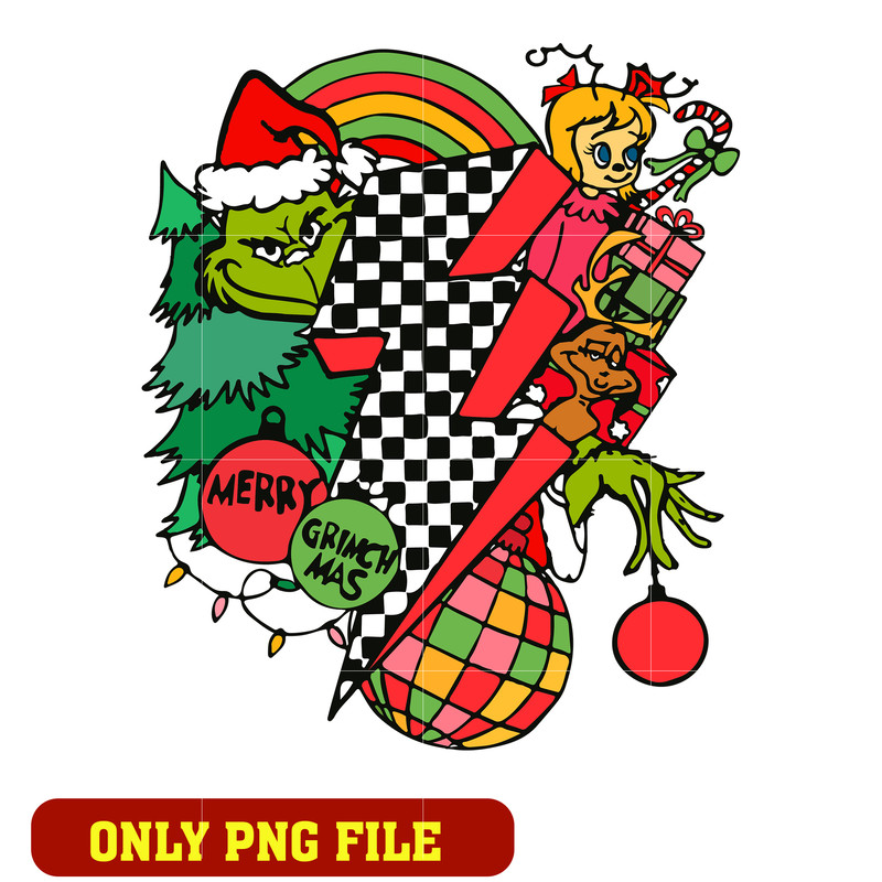 Retro Lighting Bolt Christmas The Grinch png