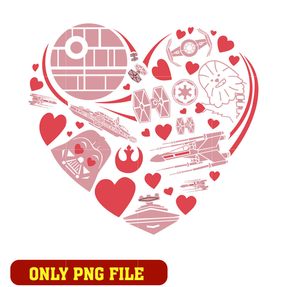 Valentine Day Star Wars Heart Doodle png