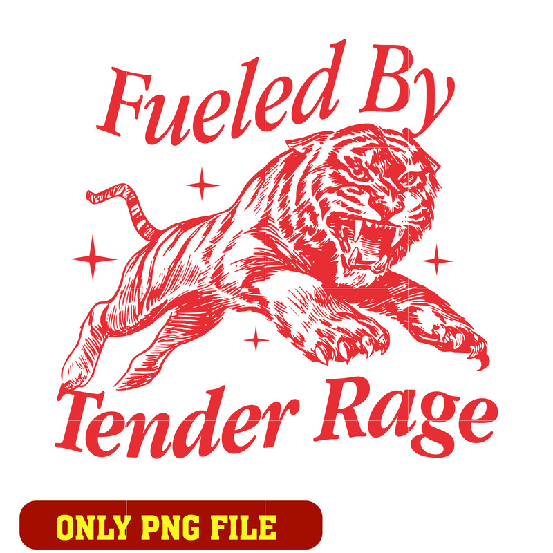 Vintage tiger fueled by tender rage png