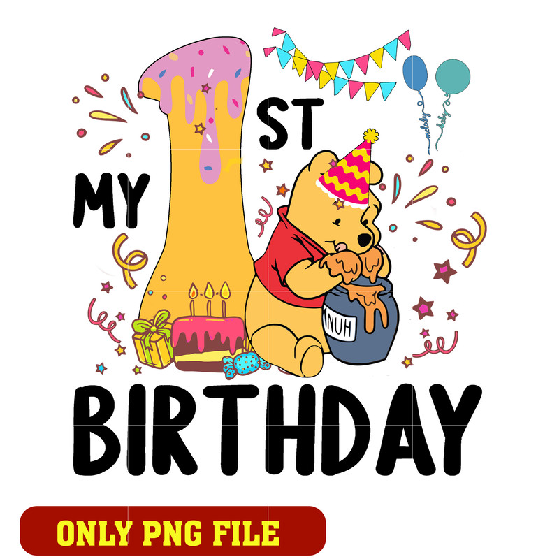 Winnie the pooh my 1st birthday png