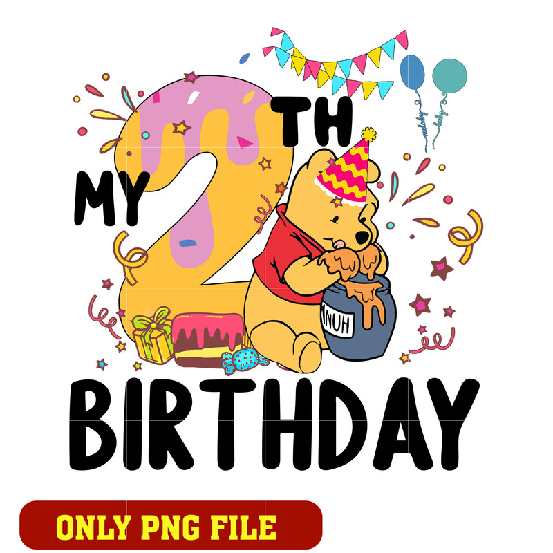 Winnie the pooh my 2nd birthday png