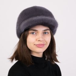 Luxury women fur caps. Beanie fur mink cap. Winter fur caps.Womens Mink Caps. Ladies fur caps. Warm hat. Real fur hat.