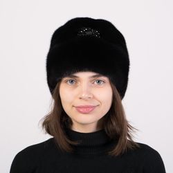 Women Winter Cap Mitten Mink. Elegant Mink Hat. Winter Mink Hat. Real Fur Hats. Mink Hats. Fur mink Hats. Ladies fur hat
