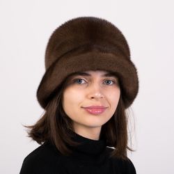 Fur Bucket Hat. Womens Winter Fur Hat. Real Fur Hats. Ladies Fur Hat. Womens Mink Hat. Russian Fur Hats. Winter Mink Hat