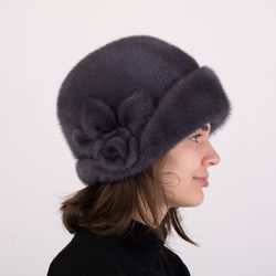 Russian Fur Hat. Real Fur Hat. Womens Mink Hat. Fur Bucket Hat. Ladies Mink Hat. Winter Fur Hats. Women Beanie Fur Hat