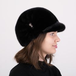 Winter Woman Real Fur Mink Cap From Luxury Fur Mink Elegant Women Hats