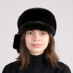 Fur Mink Cap Winter Women From Luxury Real Fur Mink Warm Elegant Hat's