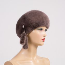 Classic Fur beret for womens. Warm Fur beret. Winter Mink Beret. Real Fur Beret. Mink Hat. Fur Beret. Winter fur Beret
