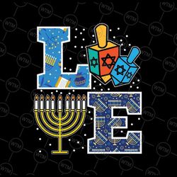 Hanukkah Love Menorah Dreidel Chanukah Jewish Png, Christmas Love Hanukkah Png, Christmas Png, Digital Download
