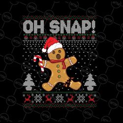 gingerbread man cookie ugly sweater oh snap christmas png, gingerbread santa hat png, christmas png, digital download