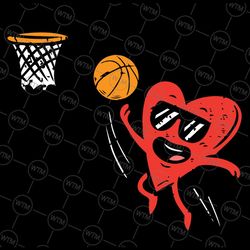 heart playing basketball svg, cute valentines day sports svg, valentines day svg, basketball player, digital download pn