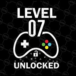 7th birthday svg png, level 7 unlocked, video gamer birthday svg, 7th birthday video game svg cut file level 7 unlocked