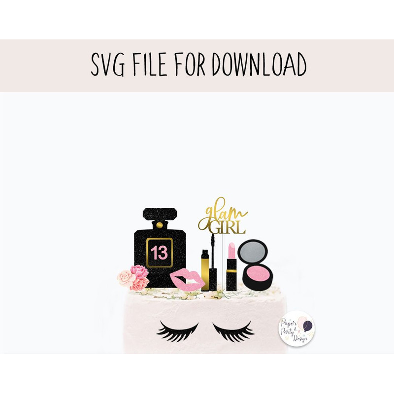 Make Up Cake Topper Svg Digital Cut File Instant Download Cake Decor SVG File 0