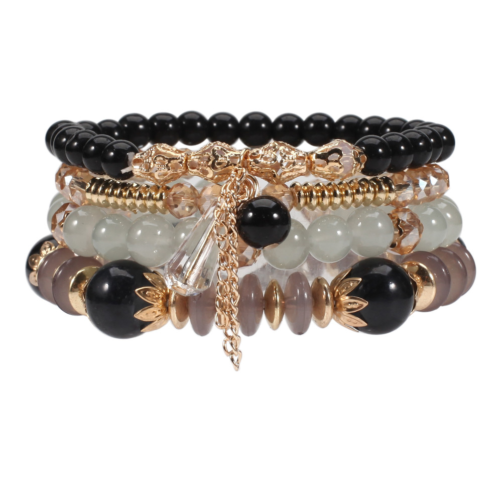 Bohemian Stackable Bracelets for Women – Multilayered Stretch Charm Bracelets with Pendant