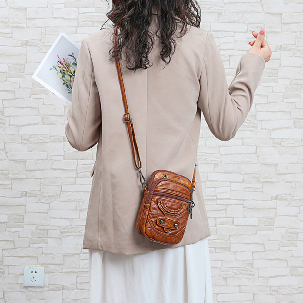 Women Vintage Crossbody Bag MultiFunctional Soft PU Leather Small Shoulder Bag For Phone  Cash 1