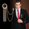 Mens Black Tassel Corsage Brooch Metal Rhinestone Collar Pin For Suit Shirt Jewelry 0