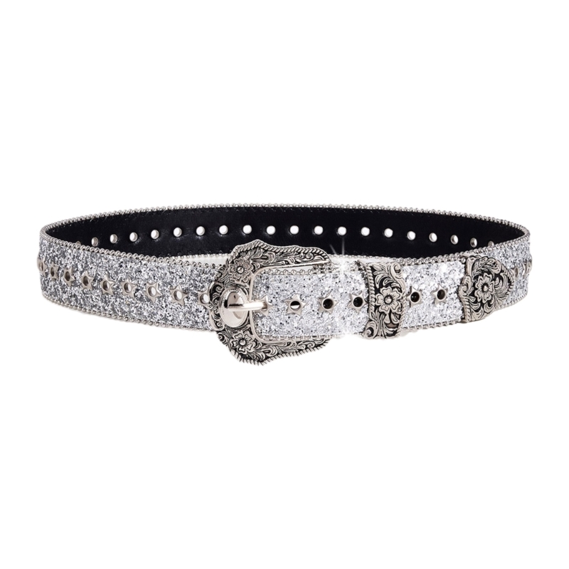 Sequined Waist Belt for Jeans – Rock & Roll Hip Hop Style with Glinting Buckle