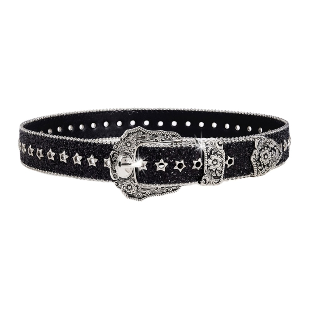 Sequined Waist Belt for Jeans – Rock & Roll Hip Hop Style with Glinting Buckle