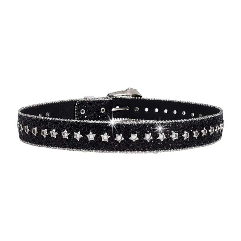 Sequined Waist Belt for Jeans – Rock & Roll Hip Hop Style with Glinting Buckle