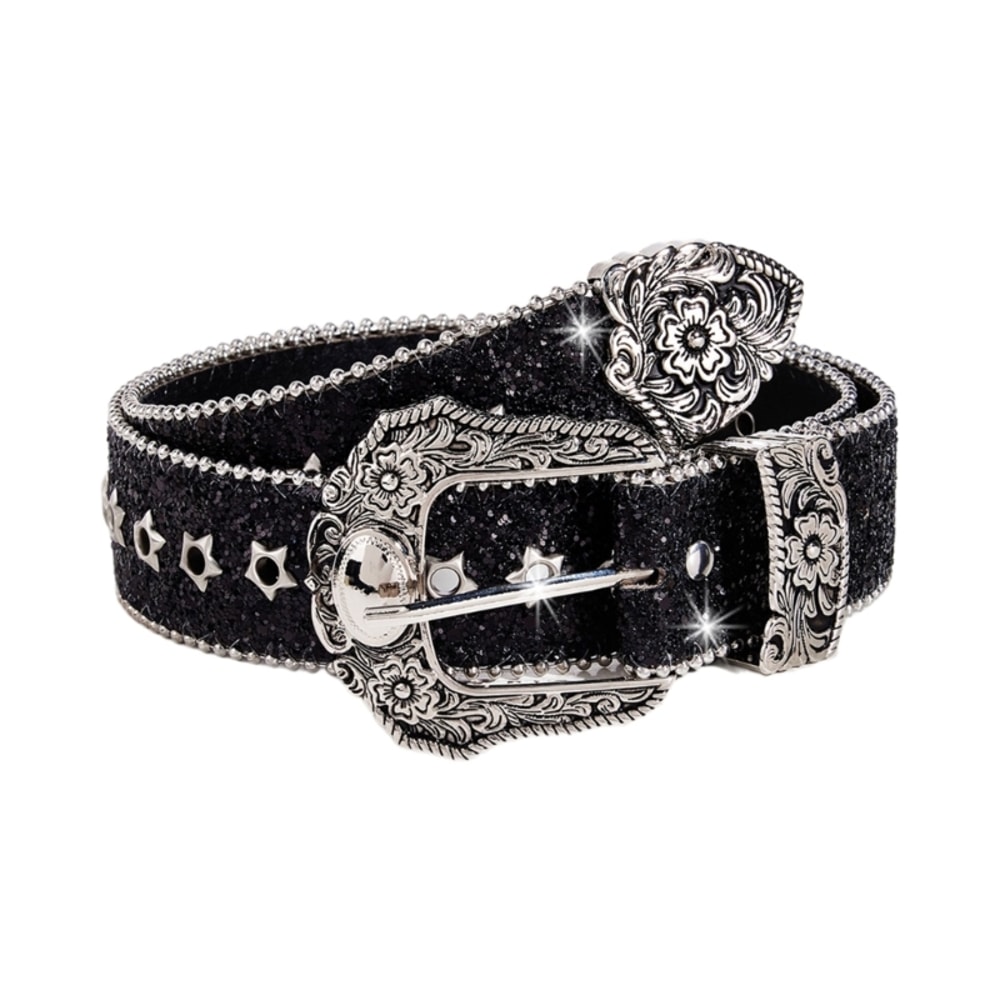 Sequined Waist Belt for Jeans – Rock & Roll Hip Hop Style with Glinting Buckle