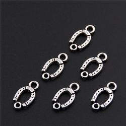 silver color tone horseshoe hole necklace & bracelet charms horseshoe hole connectors diy jewelry making handmade craft