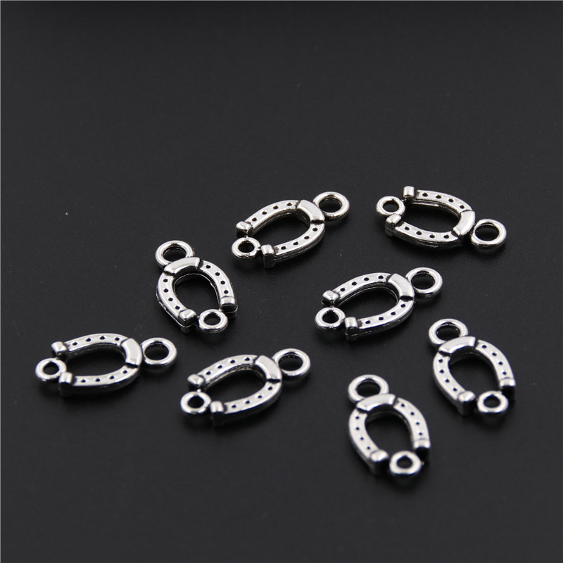 Silver Color Tone Horseshoe Hole Necklace & Bracelet Charms Horseshoe Hole Connectors DIY Jewelry Making Handmade Craft