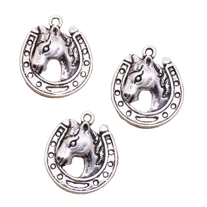 Vintage Tibetan Silver Charms Horse Steed Horseshoe Antique Making Pendant Fit for DIY Handmade Jewelry