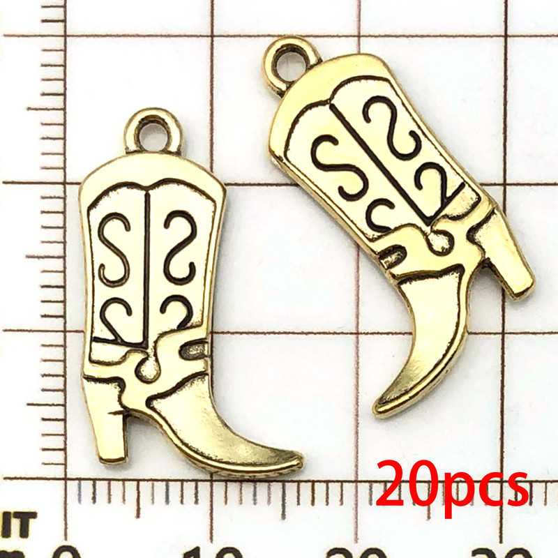 Western Cowboy Charms Set Alloy Horseshoe Cactus Hat Boots Pendants For DIY Jewelry Making Bracelet 15