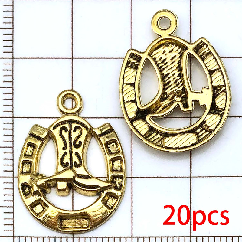 Western Cowboy Charms Set Alloy Horseshoe Cactus Hat Boots Pendants For DIY Jewelry Making Bracelet 21
