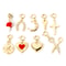 Gold Plated Brass Charms With Spring Ring Clasp Heart Horseshoe Pendants For DIY Necklace Bracele 0