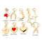 Gold Plated Brass Charms With Spring Ring Clasp Heart Horseshoe Pendants For DIY Necklace Bracele 14