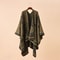 Womens Autumn Winter Geometric Lattice Flower Pattern Imitation Cashmere Shawl Cloak Cape, Warm Stylish Poncho