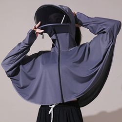 breathable ice silk summer sun-protective womens clothing, thin uv protection ladies cloak & cape smock for women