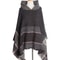 Elegant Autumn Winter Fishbone Pattern Womens Hooded Cape Pullover Poncho Black Cloak Cozy Fashion 1