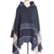 Elegant Autumn Winter Fishbone Pattern Womens Hooded Cape Pullover Poncho Black Cloak Cozy Fashion 2
