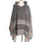 Elegant Autumn Winter Fishbone Pattern Womens Hooded Cape Pullover Poncho Black Cloak Cozy Fashion  4