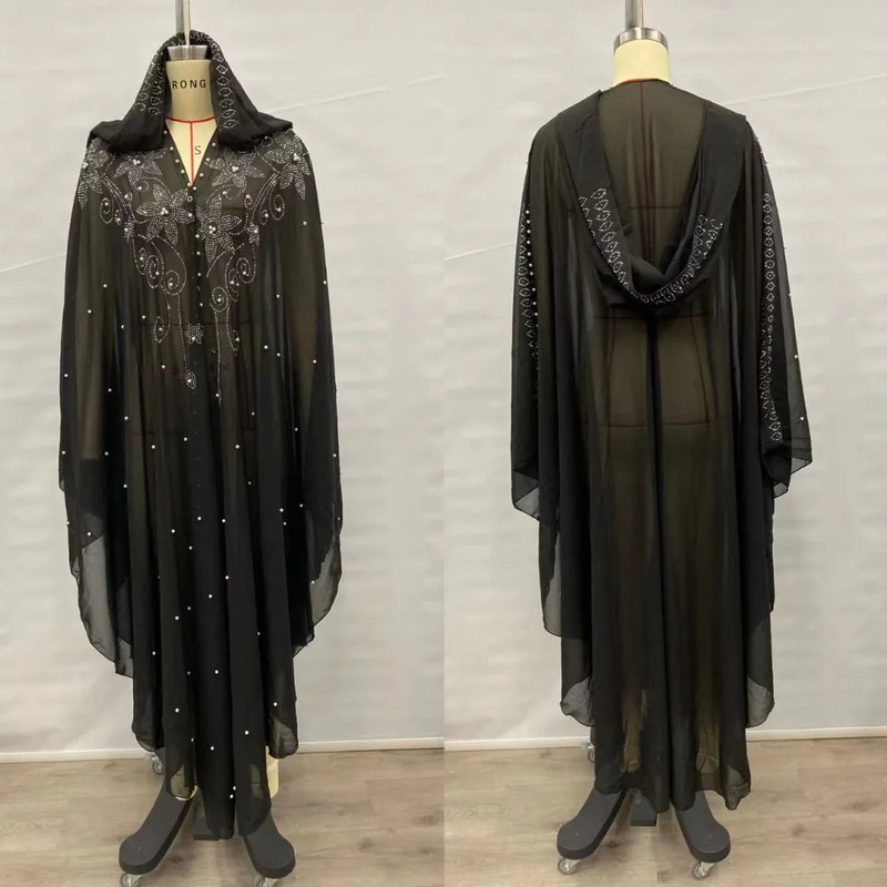 Vintage Thin Hooded Cloak Women Clothing Cape Dress Fashion Ponchos Coats  Jackets With Bling Diamo 3