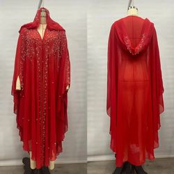 vintage thin hooded cloak women clothing cape dress, fashion ponchos, coats & jackets with bling diamond party style